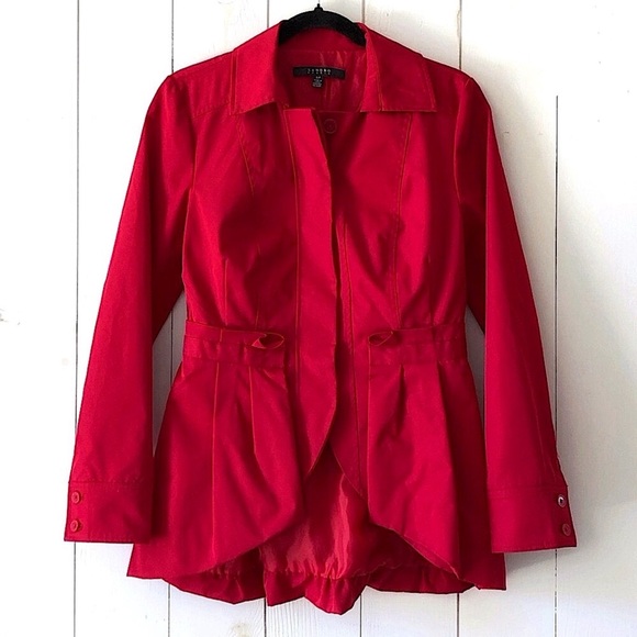 Sandro Jackets & Blazers - Sandro Studio Red Feminine Ruffle Trim Jacket Size Small
